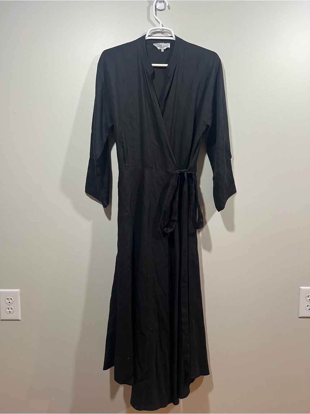 Apiece Apart Women’s Minimalist Black Faux Wrap Midi Dress